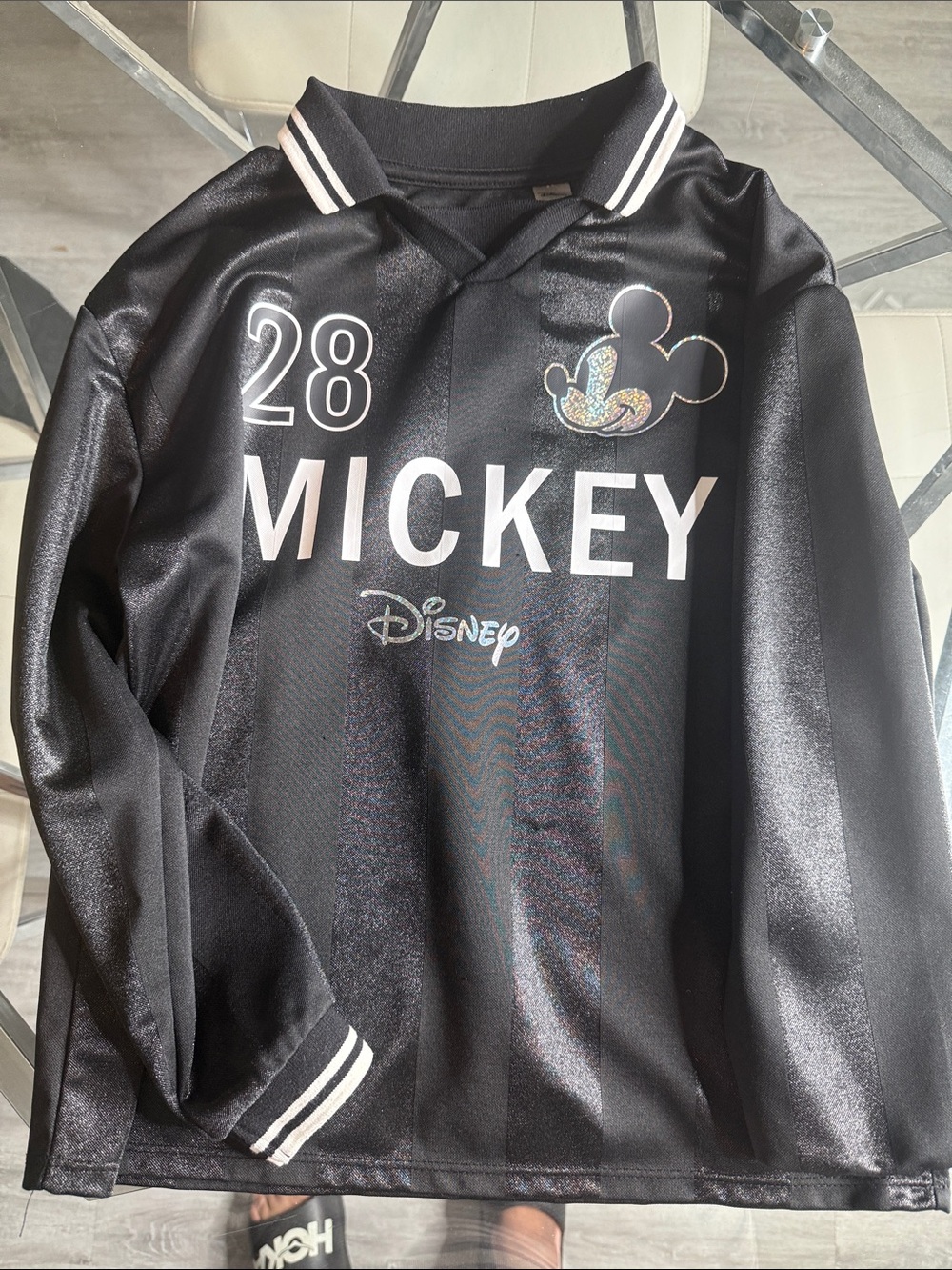 Disney Black Mickey Graphic Football Jersey